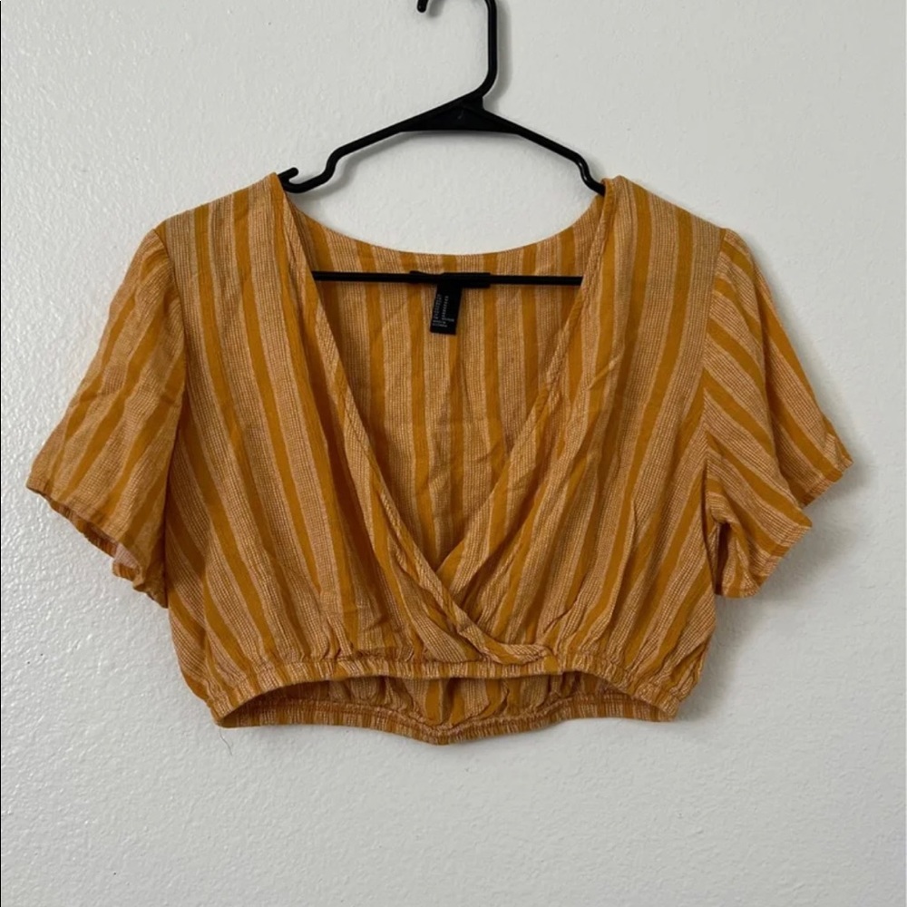 Golden Yellow Stripe Crop Blouse